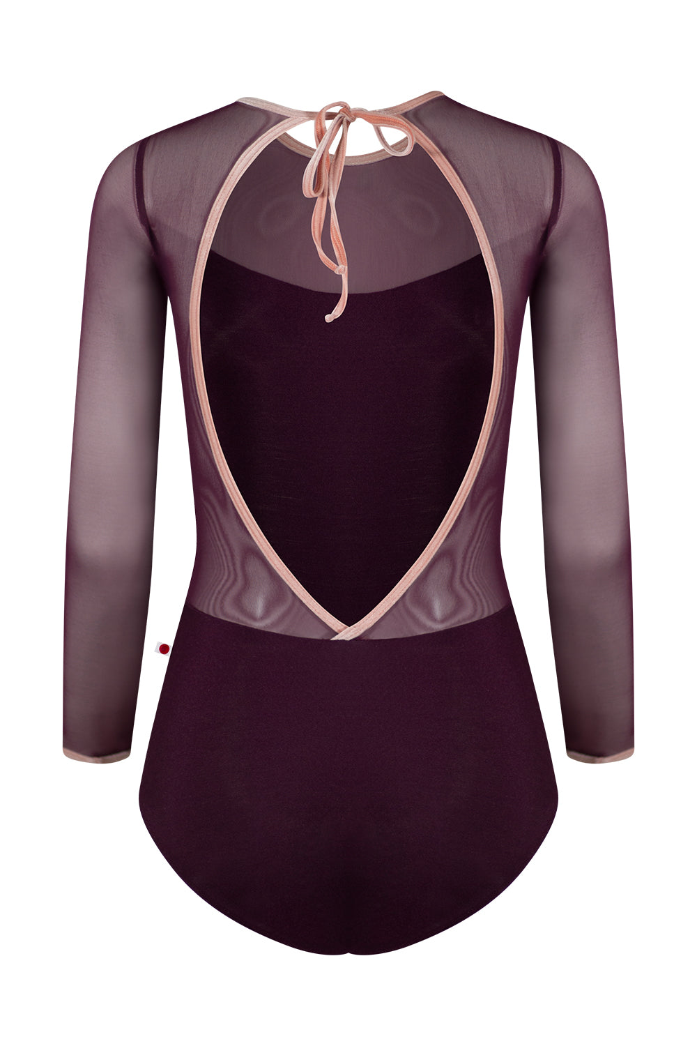Olivia leotard in N-Opera body color with Mesh Opera top color & long sleeves and V-Blush trim color