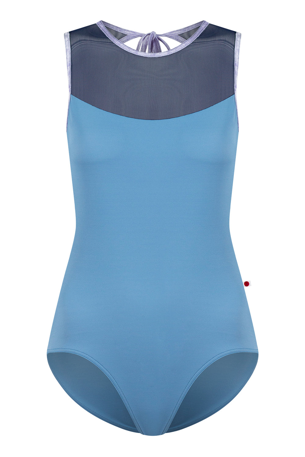 Olivia leotard in T-Bluebell body color with Mesh Dark Blue top color and V-Angelic trim color