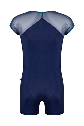 Daniil semi-unitard in N-Dark Blue body color with Mesh Dark Blue top color and T-Zenith trim & zipper color