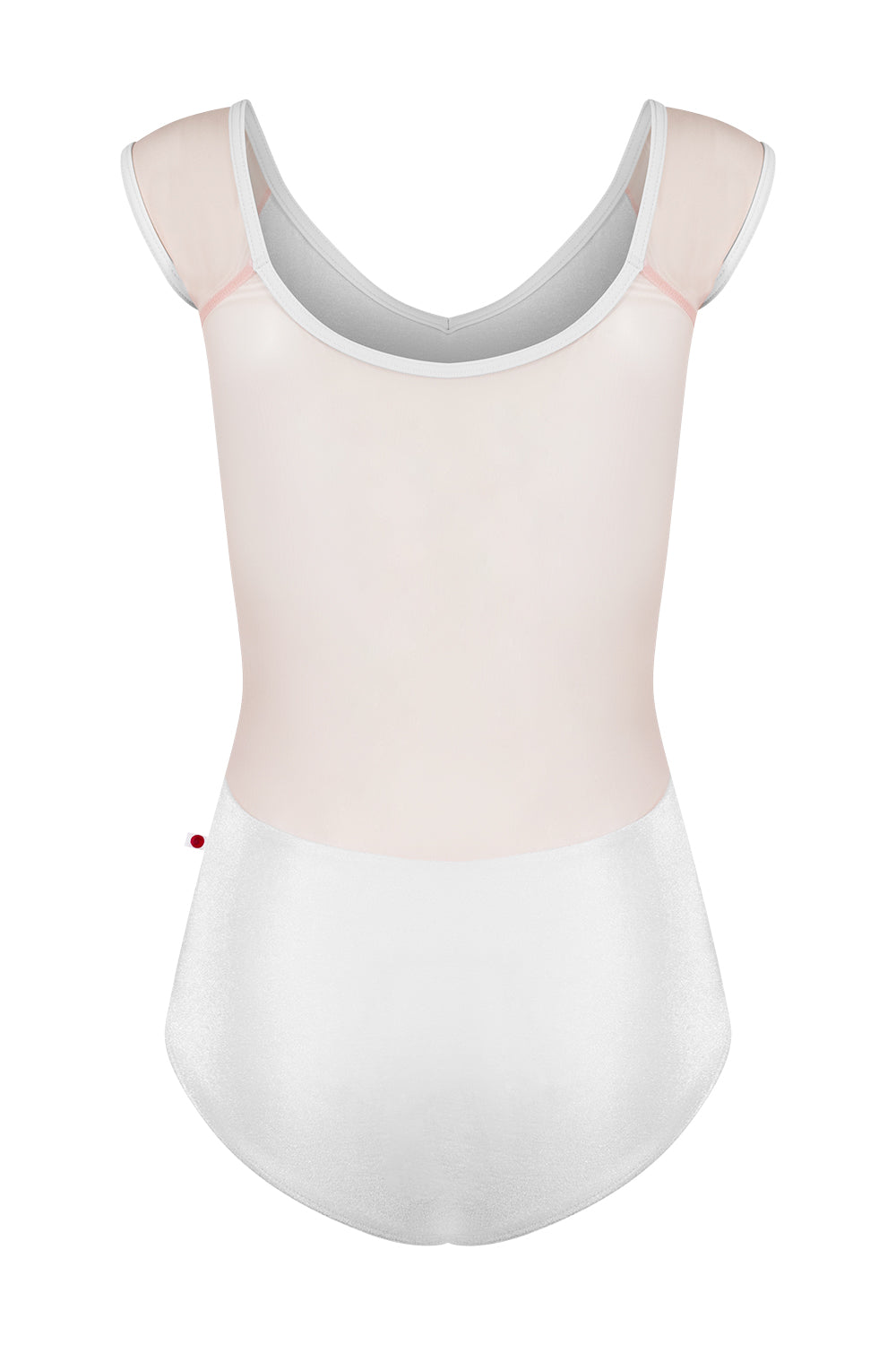 Nina leotard in V-White body color with Mesh Blush top color and T-White trim color