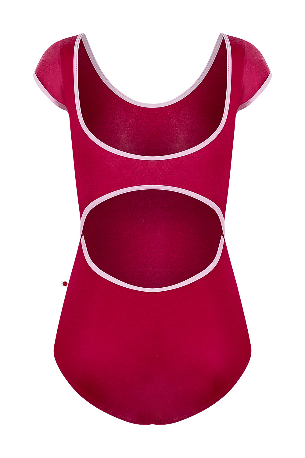 Veronique leotard in V-Roxy body color with T-Rose trim color and cap sleeves