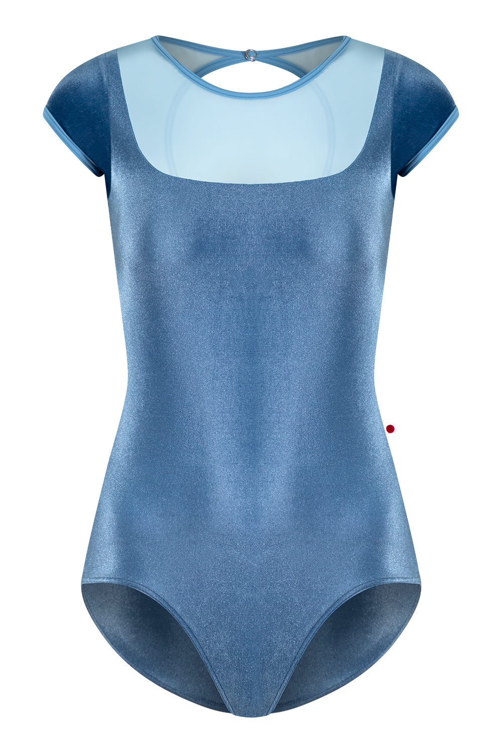Cynthia leotard in V-Ocean body color, Mesh Glacier top color and T-Bluebell trim color