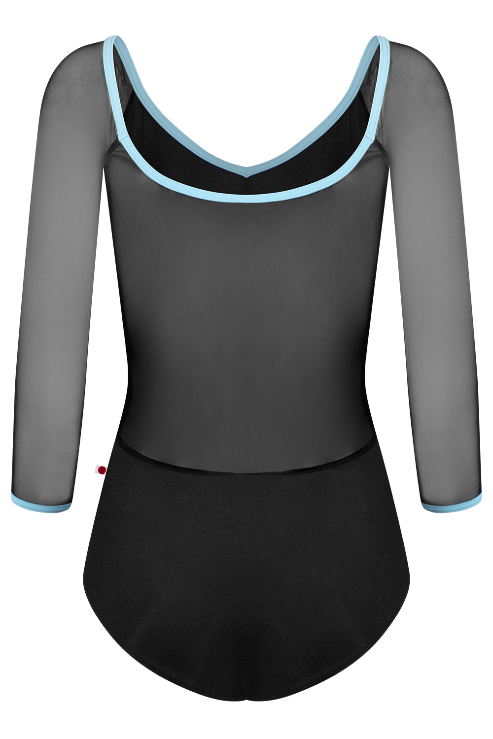 Nina leotard in N-Black body color with Mesh Black top color and T-Pool trim color