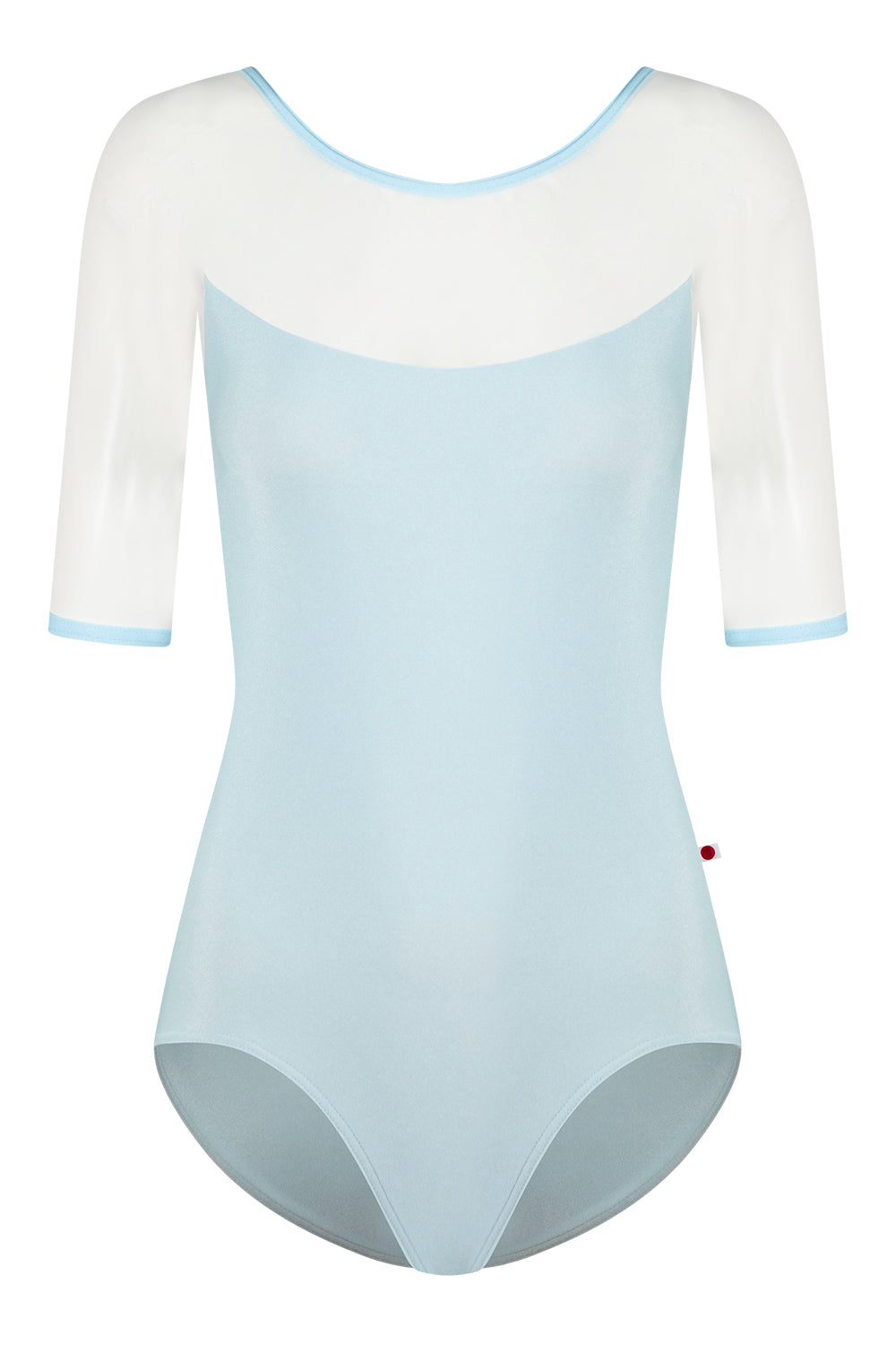 Meagan leotard in N-Mirror body & trim color with Mesh White top color