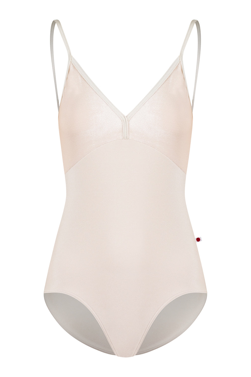 Daria leotard in N-Pearl body color with V-Buttermilk top color and N-Pearl trim color