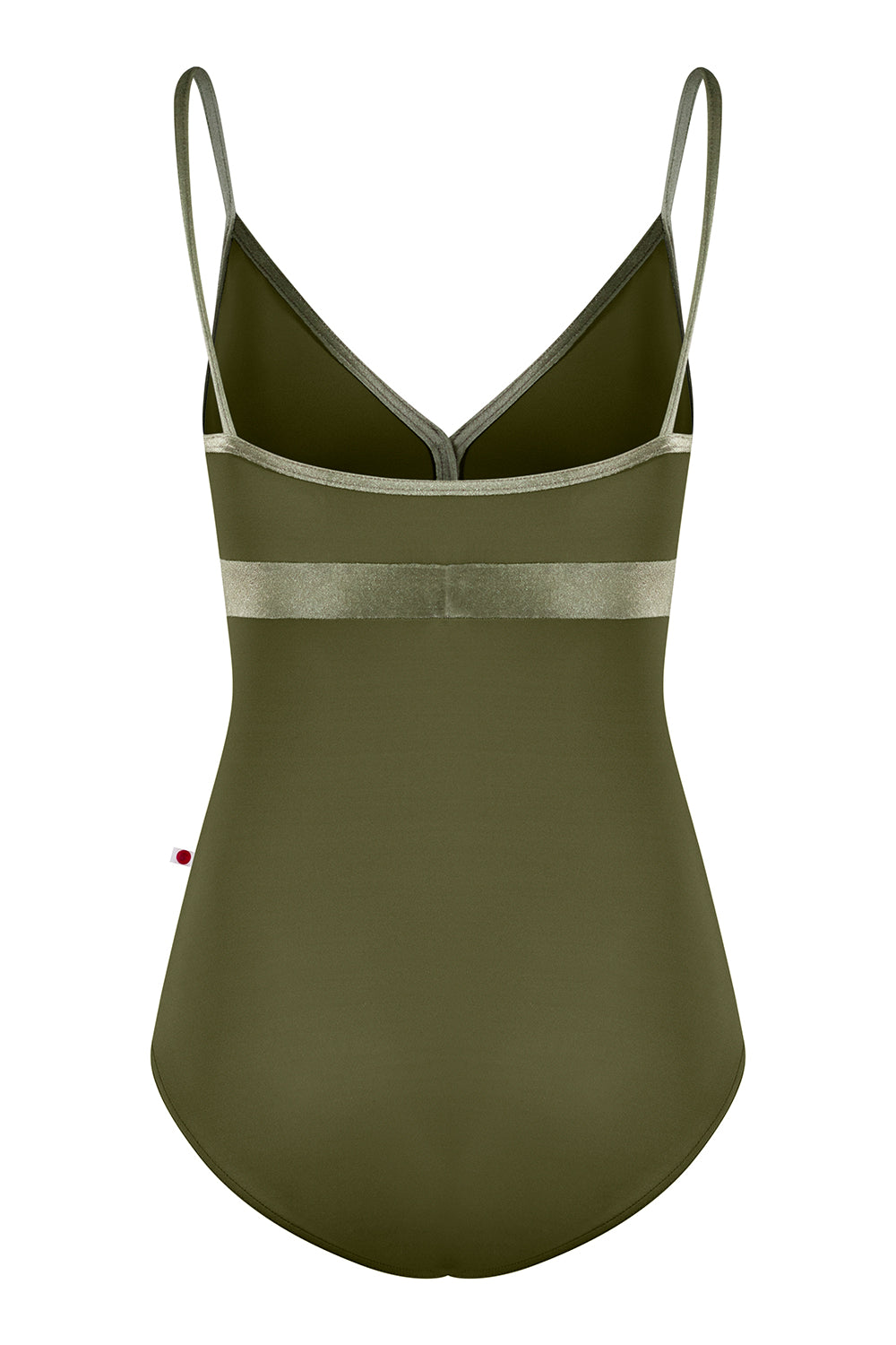 Zoe leotard in T-Jungle body & top color with V-Safari trim & middle band color