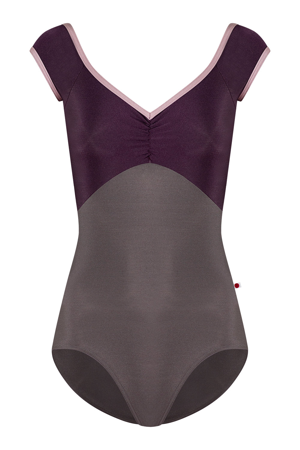 Elli leotard in N-Shadow body color with N-Eggplant top color and N-Magic trim color