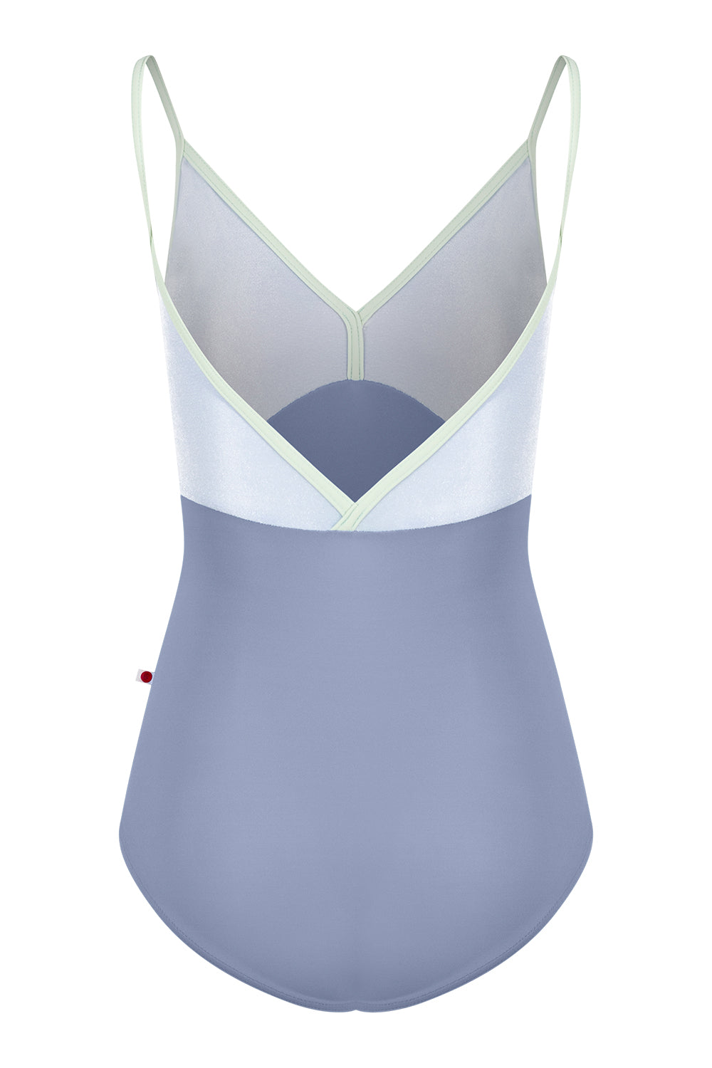 Daria leotard in T-Paradise body color with V-Serenade top color and T-Pistachio trim color