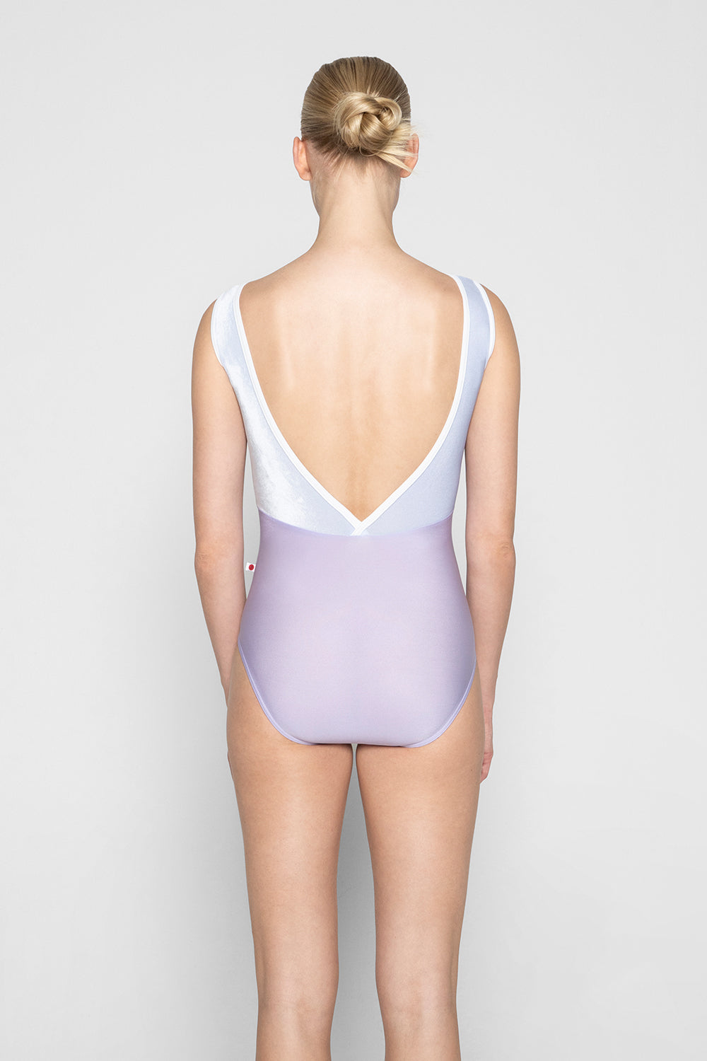 Alicia leotard in N-Poem body color with V-Serenade top color and T-White trim color