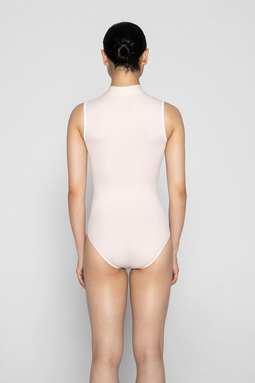 Jessica leotard in T-Misty Rose body color with T-White trim and zipper color