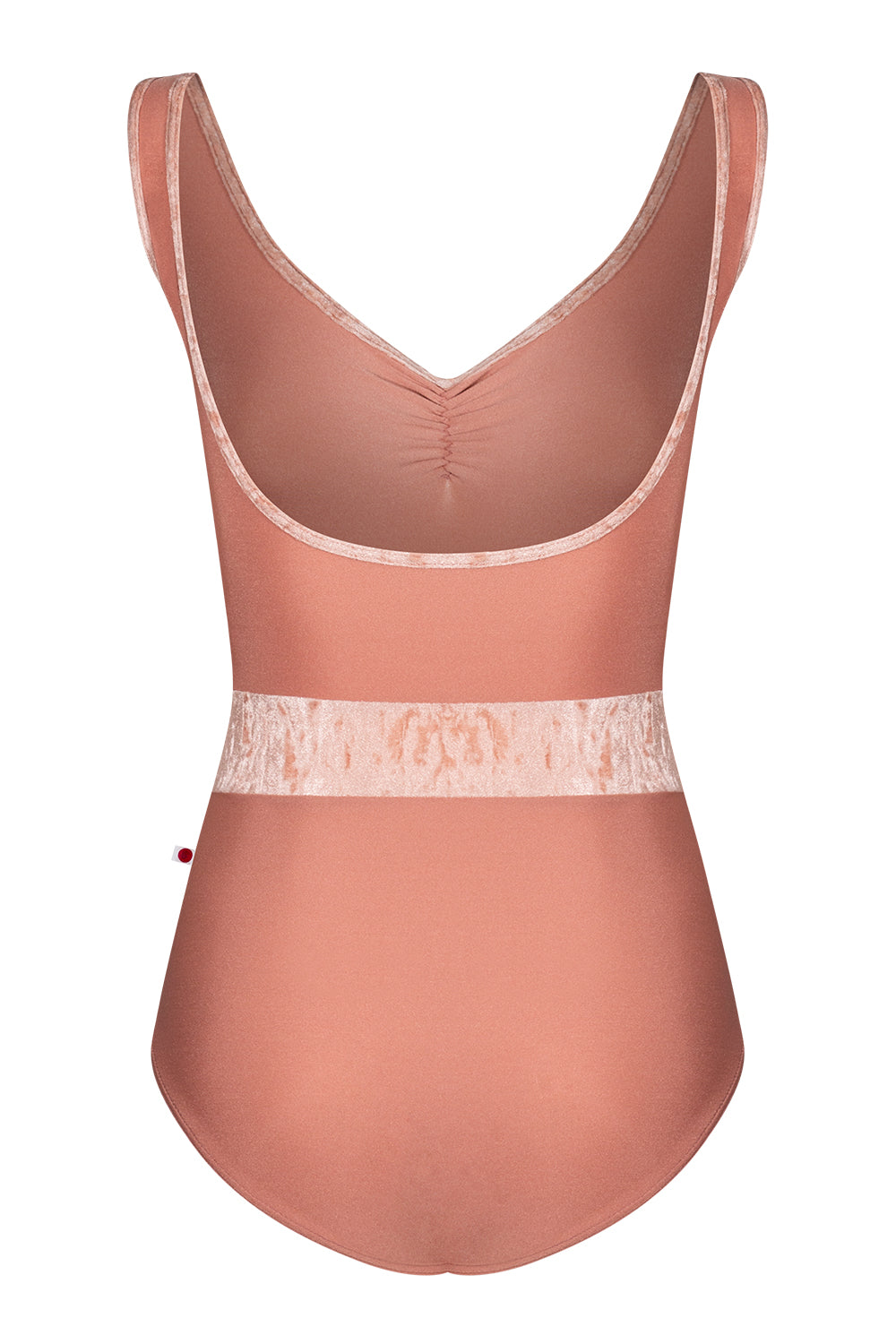 Lucy leotard in N-Rosewood body & top color with CV-Pecan trim and middle band color