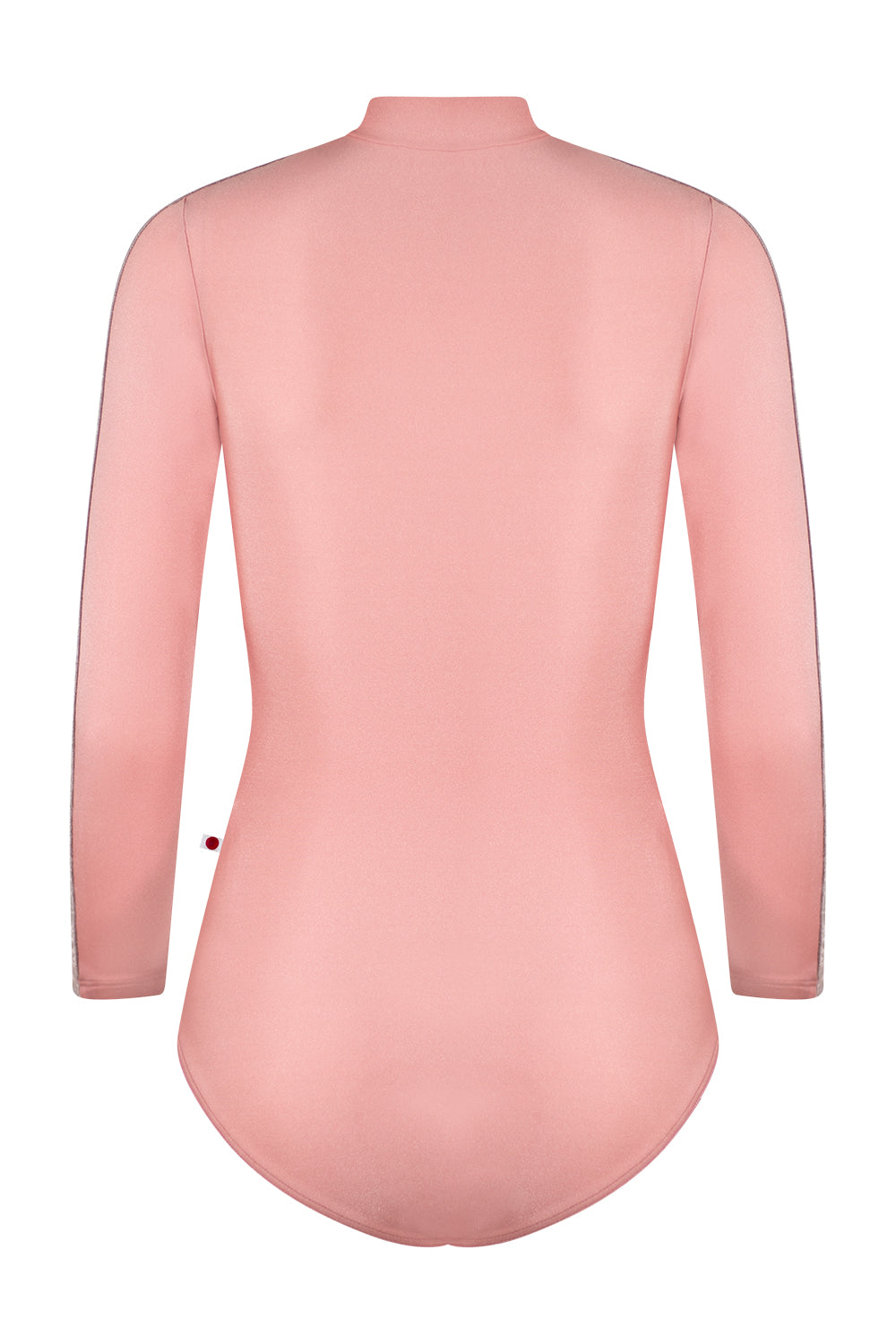 Jessica Black Label leotard in N-Antique rose body color with CV-Phantom side stripe and long sleeves