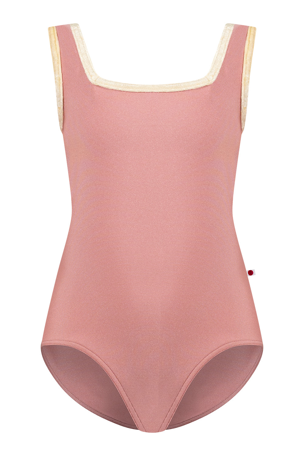 Kids Marieke leotard in N-Antique rose body color with CV-Vanilla trim color