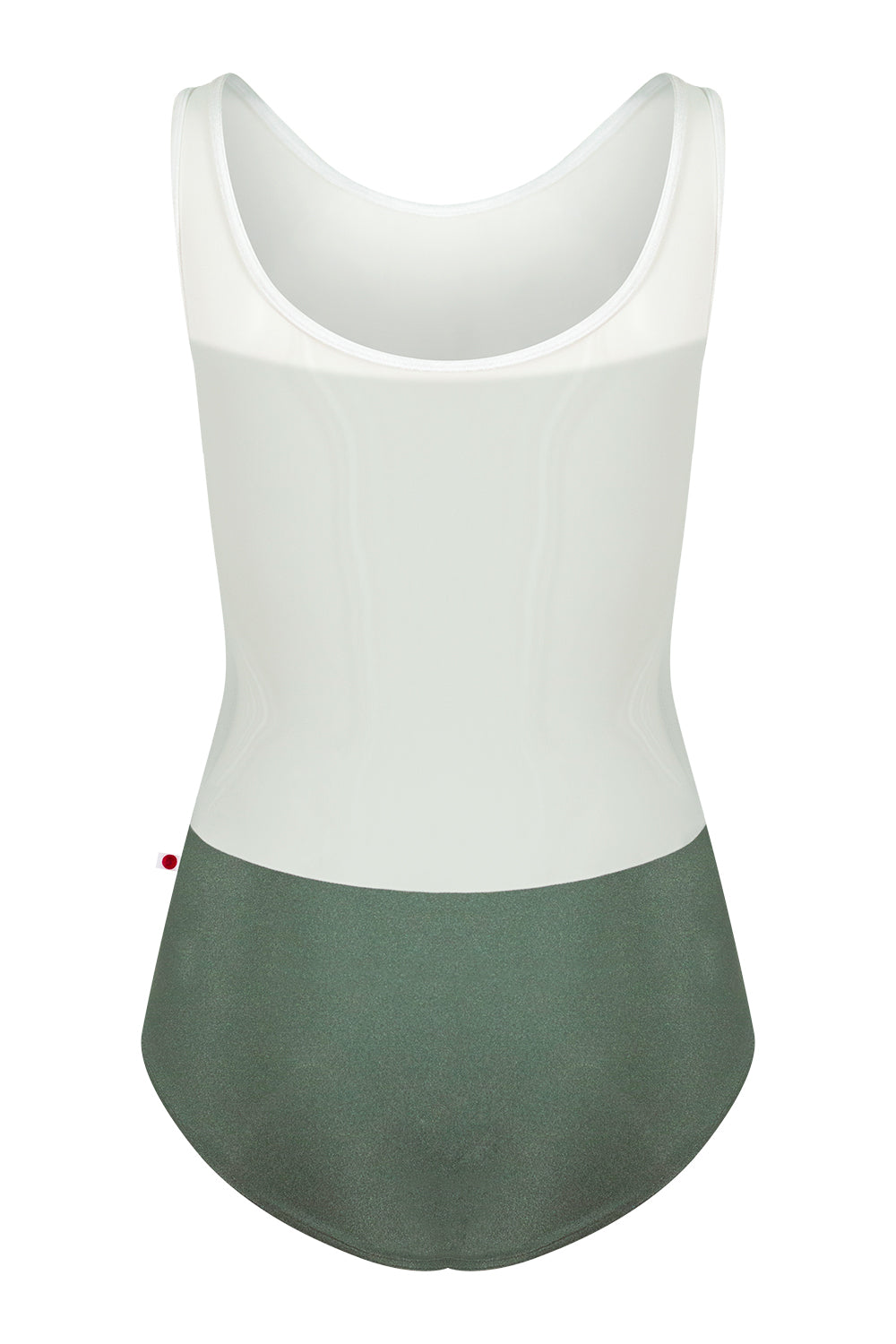 Meagan leotard in N-Sage body color with Mesh White top color and T-White trim color