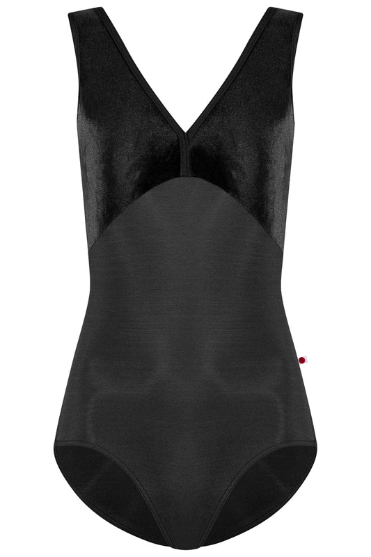 Alicia leotard in N-Black body color with V-Black top color and N-Black trim color