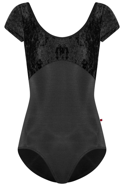 Anna duo leotard in N-Black body color with CV-Black top & Half sleeves color and N-Black trim color