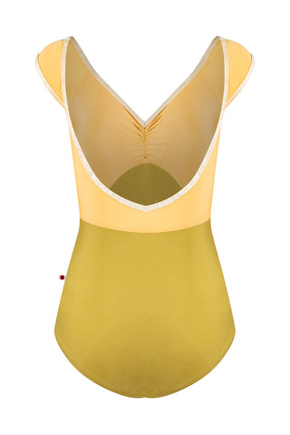 Elli leotard in N-Cricket body color with N-Daffodil top color and CV-Vanilla trim color