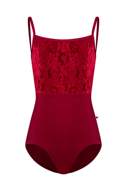 Kids Daniela duo leotard in N-Berry body & trim color with CV-Dark Red top color