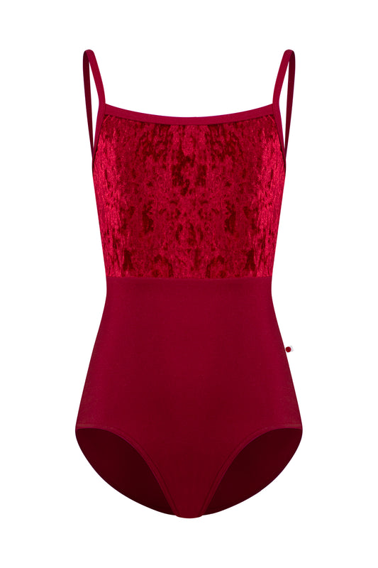 Kids Daniela duo leotard in N-Berry body & trim color with CV-Dark Red top color