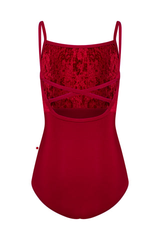 Kids Daniela Duo leotard in N-Berry body color with CV-Dark Red top color and N-Berry trim color