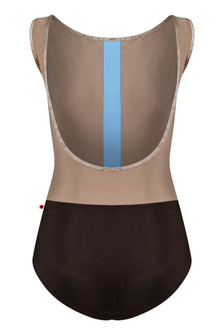 Didi leotard in N-Espresso body color with N-Toffee top color, N-Moontide middle band color and V-Toffee trim color