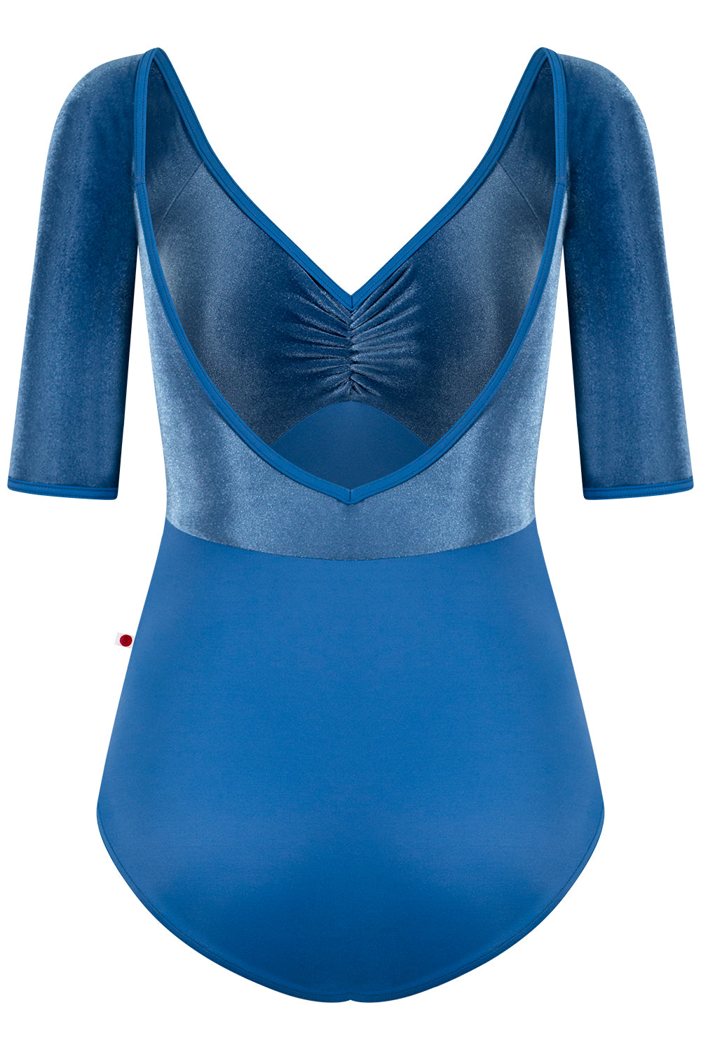 Elli leotard in T-Lapis body color with R-Ocean top color & Half Sleeves and T-Lapis trim color