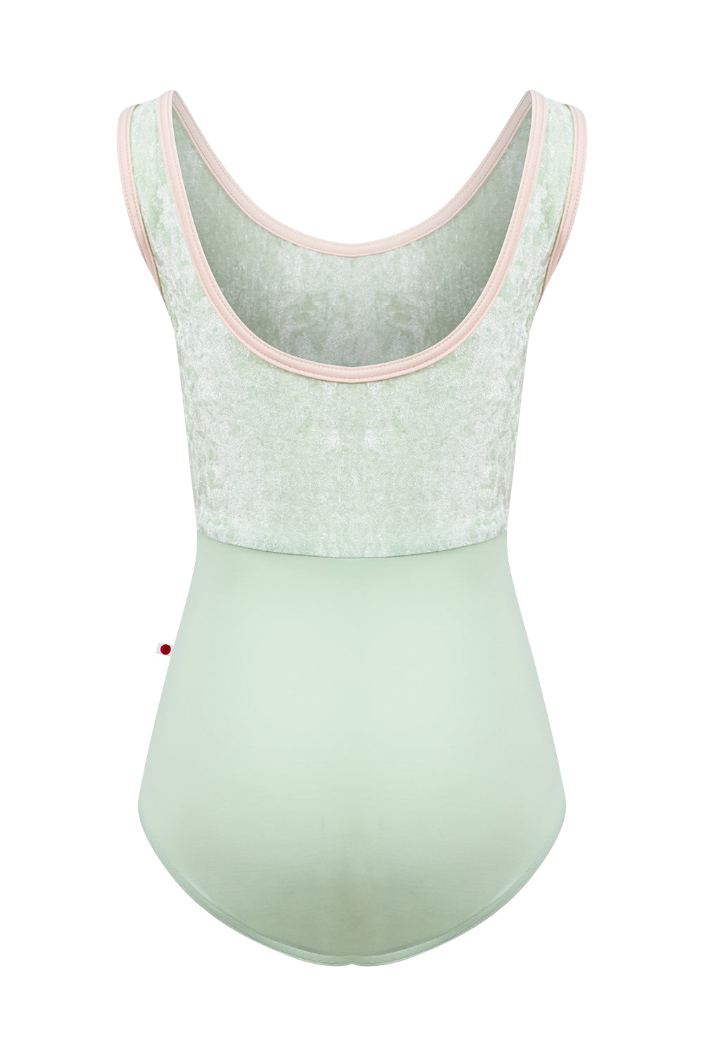 Kids Anna Duo leotard in T-Pistachio body color with CV-Pistachio top color and T-Misty Rose trim color