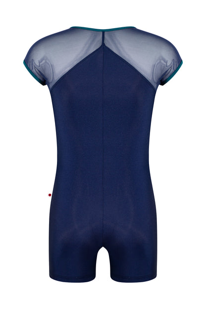 Daniil semi-unitard in N-Dark Blue body color with Mesh Dark Blue top color and T-Zenith trim & zipper color