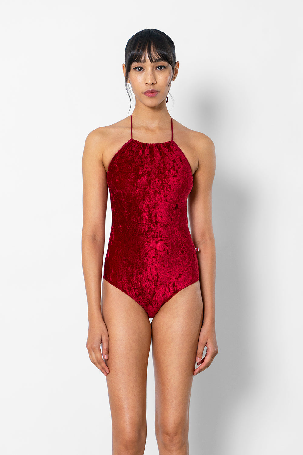 Monique leotard in CV-Dark Red body color and N-Berry trim color