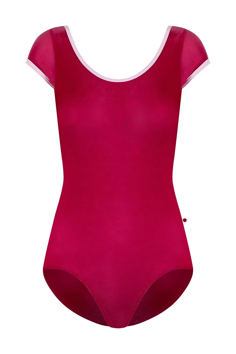 Veronique leotard in V-Roxy body color with T-Rose trim color and cap sleeves