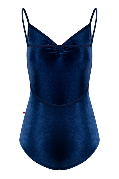 Tamara leotard in V-Pisces body color with T-Cosmo trim color and pinched front