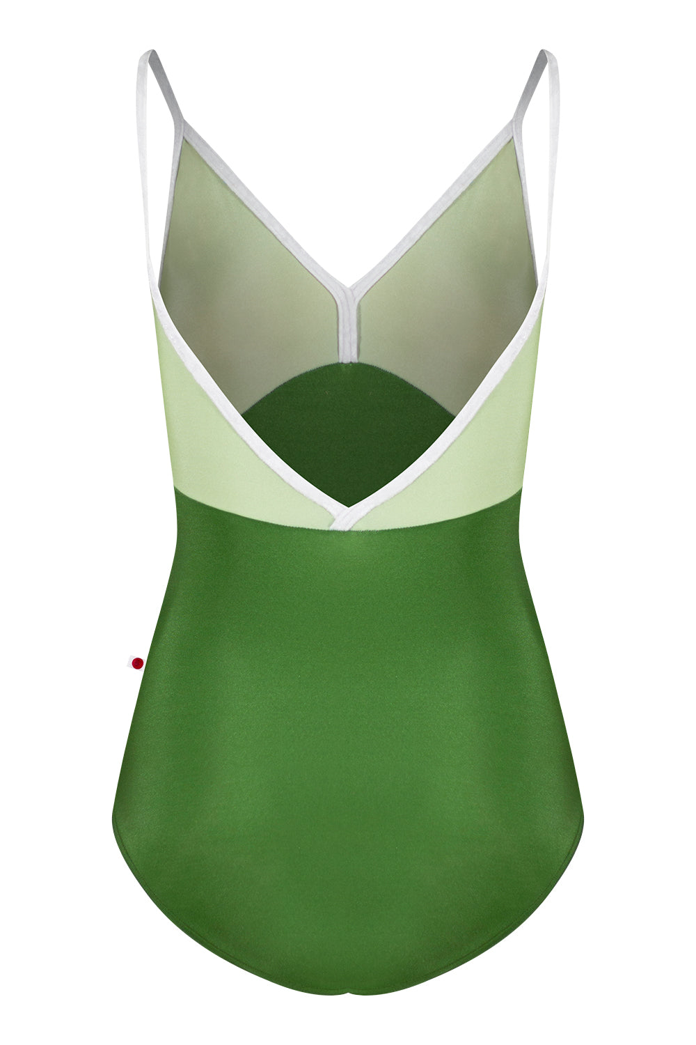 Daria leotard in N-Lucky body color with N-Ginko top color and CV-White trim color