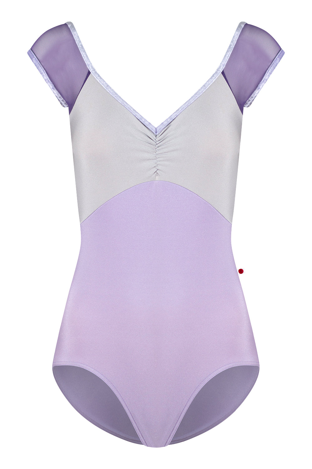 Elli leotard with N-Poem body color, N-Silver top color, Mesh Fortune back & cap sleeve color and CV-Angelic trim color