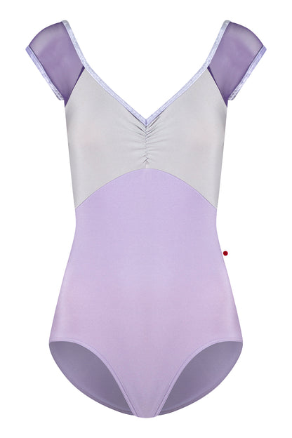 Elli leotard with N-Poem body color, N-Silver top color, Mesh Fortune back & cap sleeve color and CV-Angelic trim color