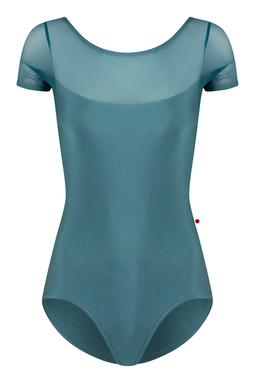 Meagan leotard in N-Frost body color with Mesh Lagoon top & short sleeve color and N-Frost trim color