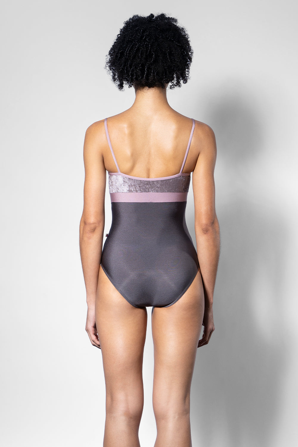 Zoe leotard in N-Shadow body color with CV-Phantom top color, N-Magic middle band & trim color