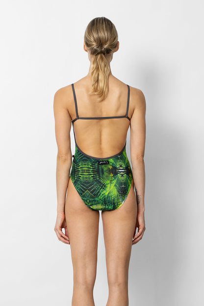 Tamara Black Label leotard in Forest Emerald body color with N-Shadow trim color and EXTRA-HC variation