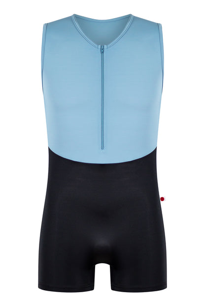 Ken Semi-Unitard in T-Black body color with T-Bluegrey top, zipper and trim color