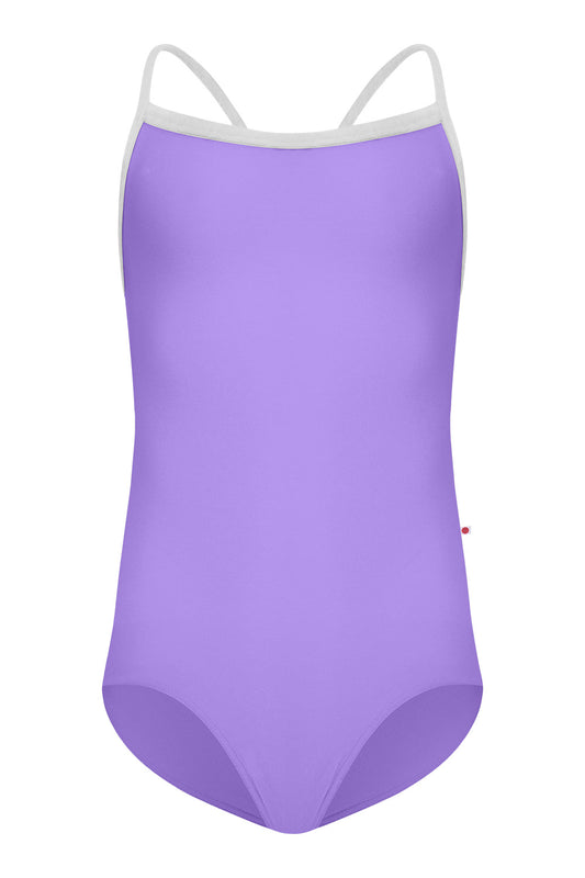 Kids Lilia leotard in T-Iris body color CV-Silver trim color