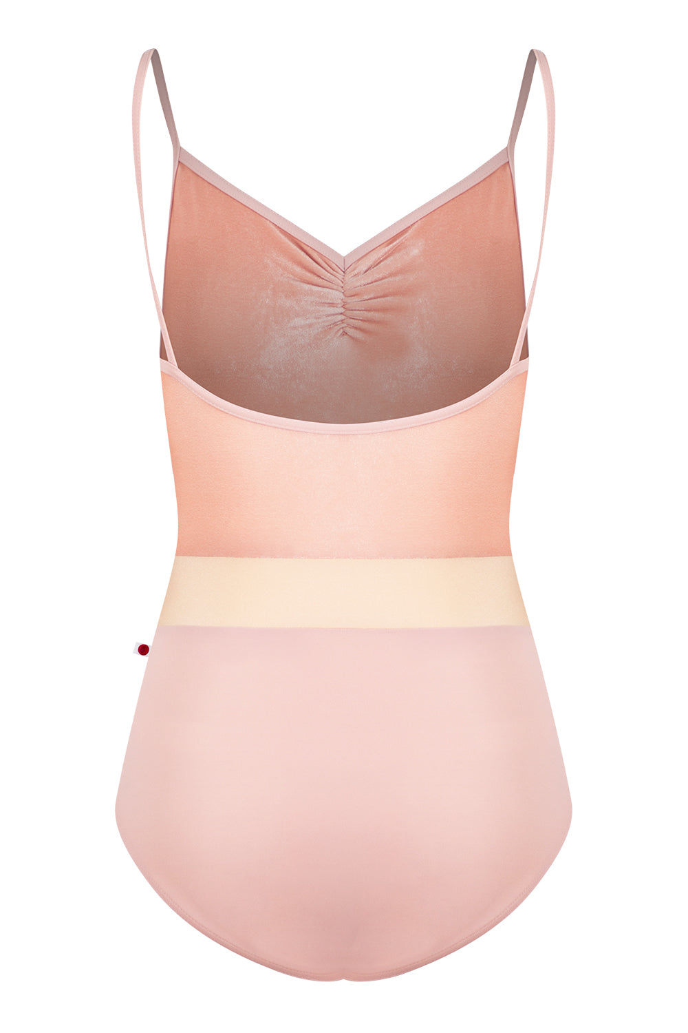 Micah leotard in T-Petal body color with V-Blush top color, T-Petal trim color and N-Base middle band color