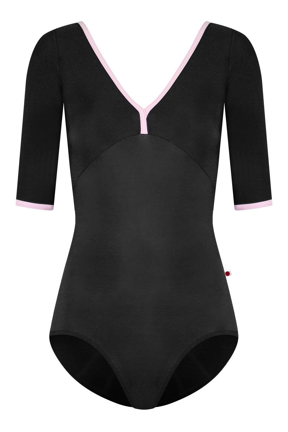 Alicia leotard in N-Black body & top color with T-Rose trim color