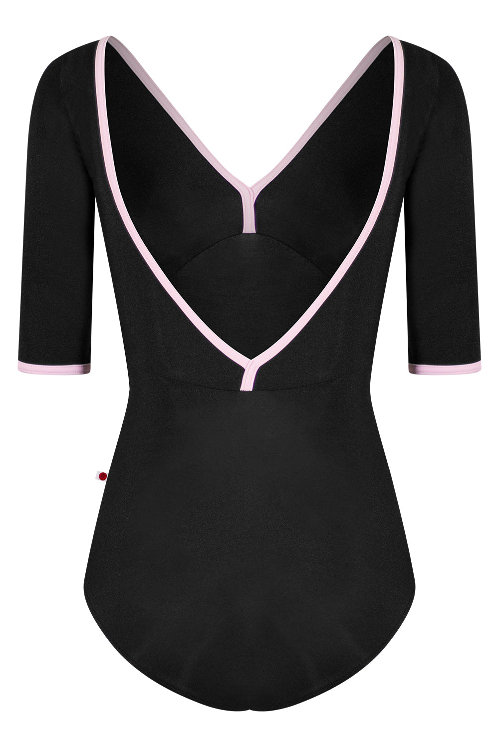Alicia leotard in N-Black body & top color with T-Rose trim color