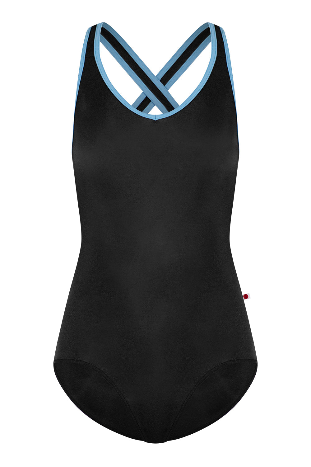 Sonoya leotard in N-Black body color with T-Bluebell trim color