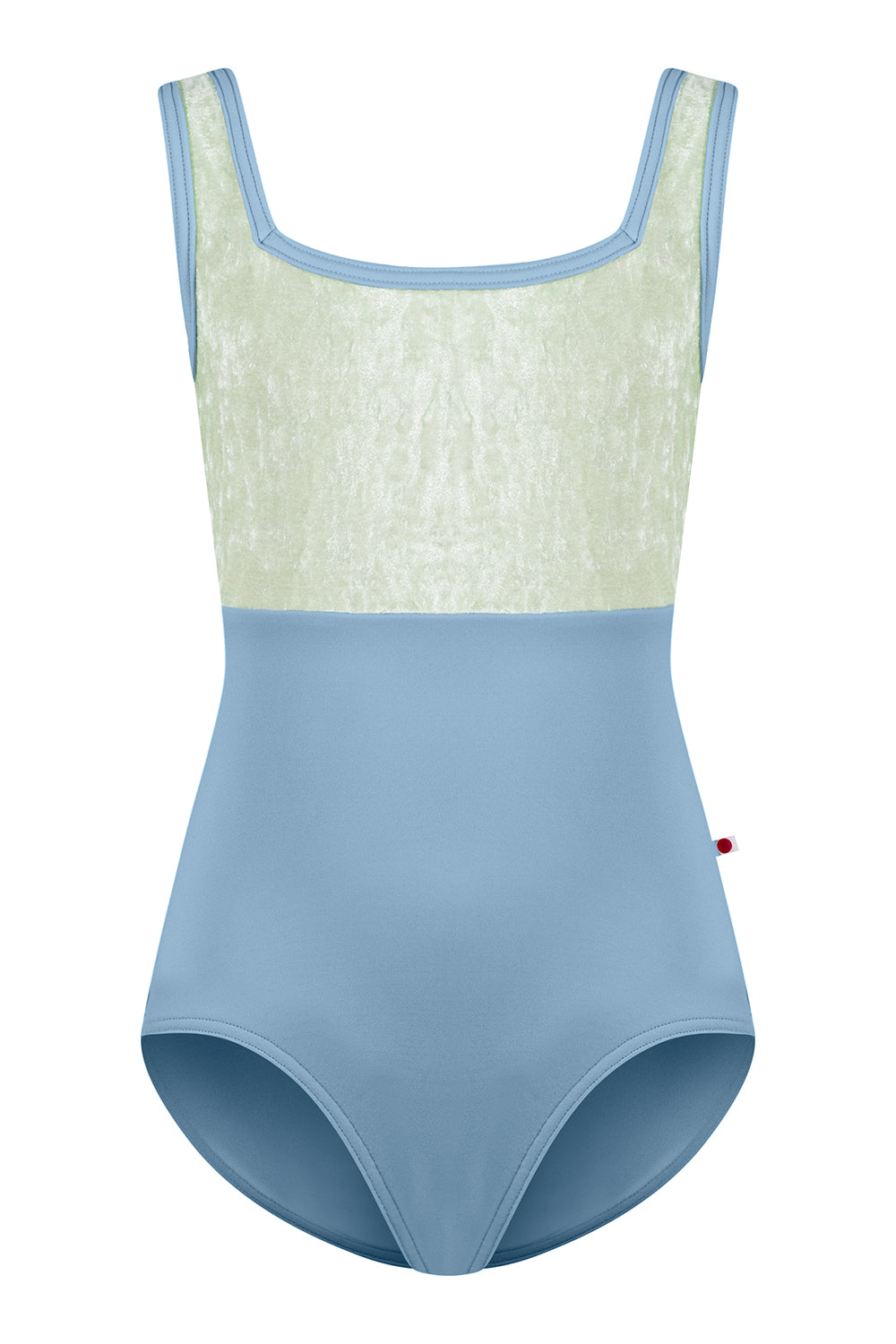 Kids Marieke Duo leotard in T-Blue Grey body & trim color with CV-Pistachio top color