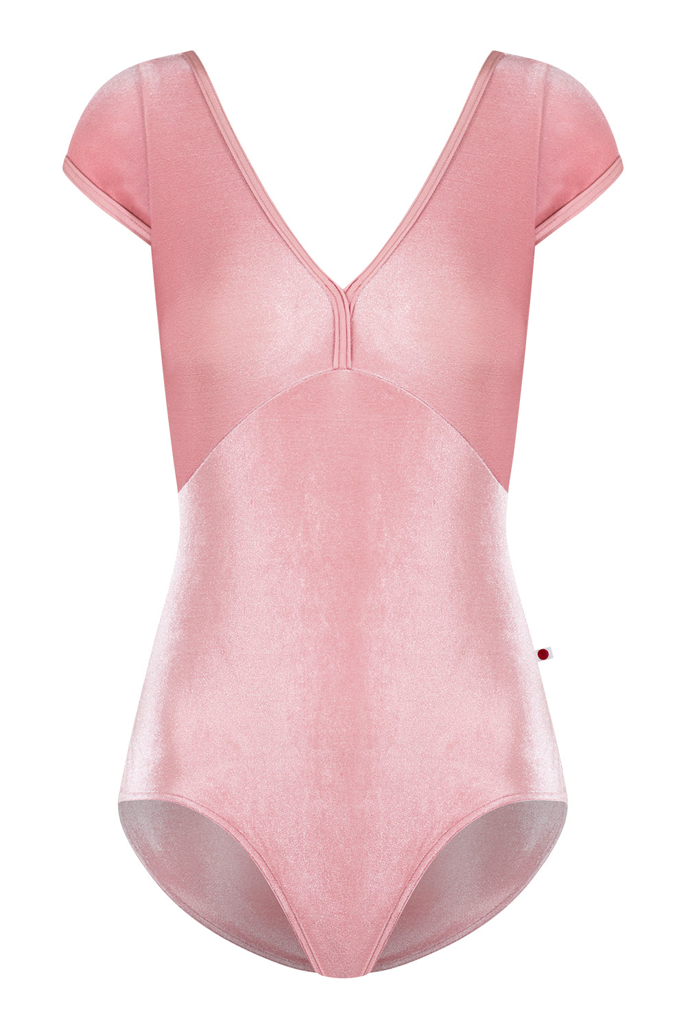 Alicia leotard in V-Dreamy body & top color with N-Antique Rose trim color and V-Dreamy cap sleeves