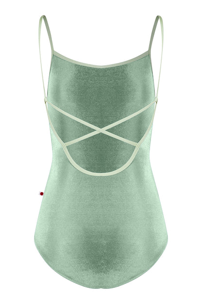 Daniela leotard in V-Meadow body color with N-Ginko trim color