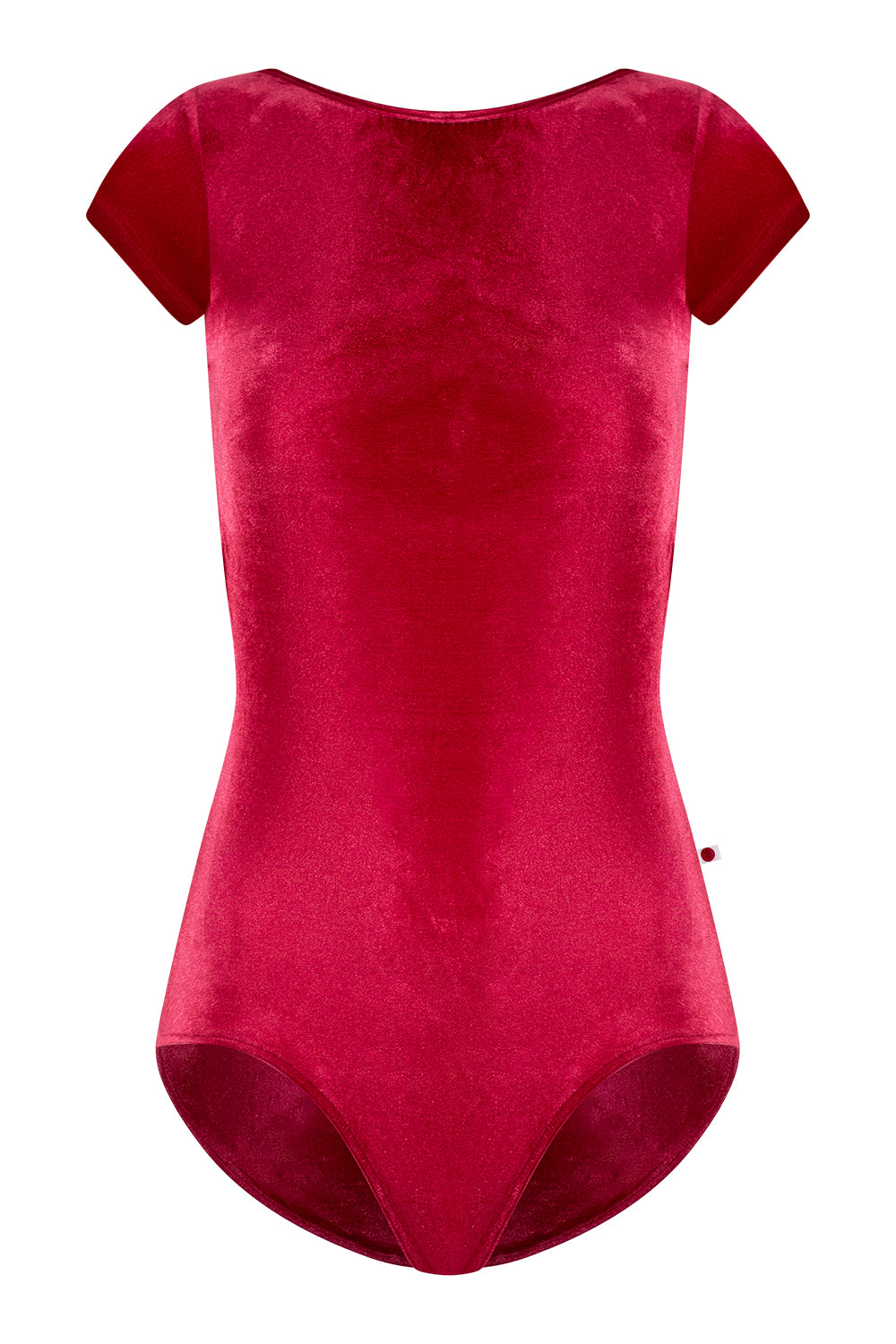 Sofiane leotard in V-Cerise body & trim color with V-Cerise short sleeves
