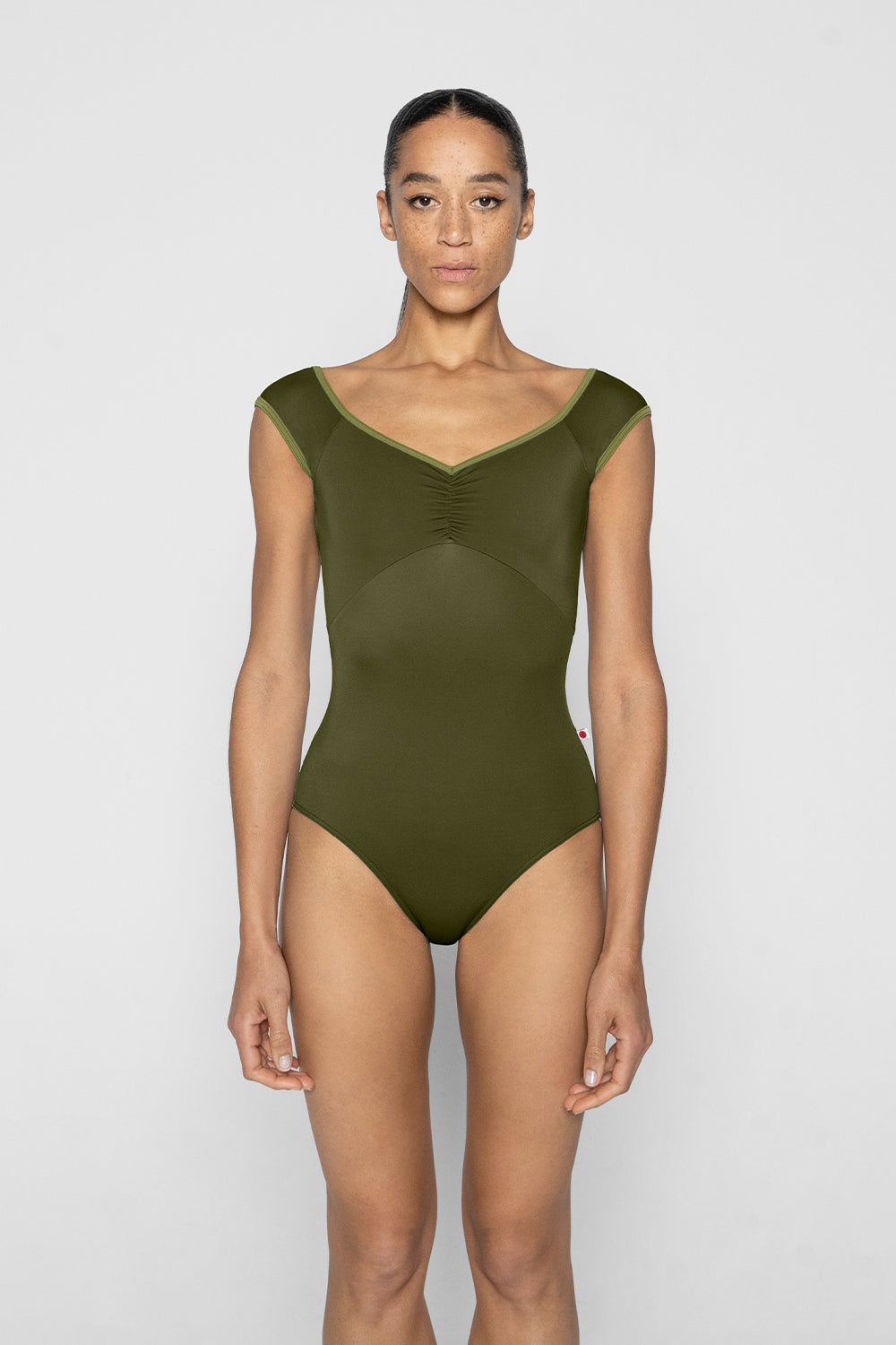 Elli leotard in T-Jungle body & top color color with T-Eden trim color