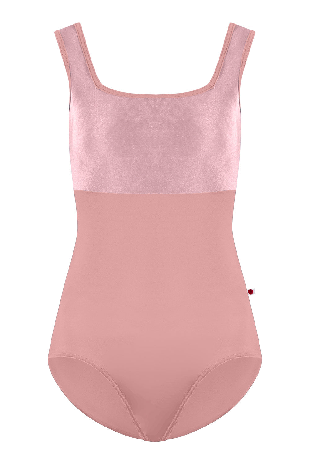 Kids Marieke leotard in N-Antique Rose body & trim color with V-Dreamy top color