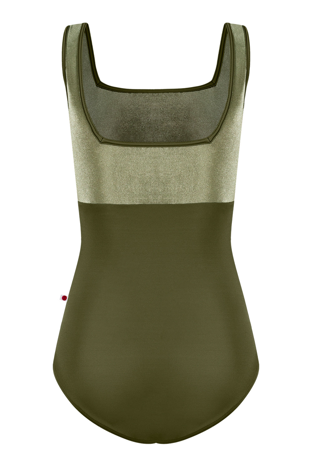 Marieke leotard in T-Jungle body & trim color with V-Safari top color